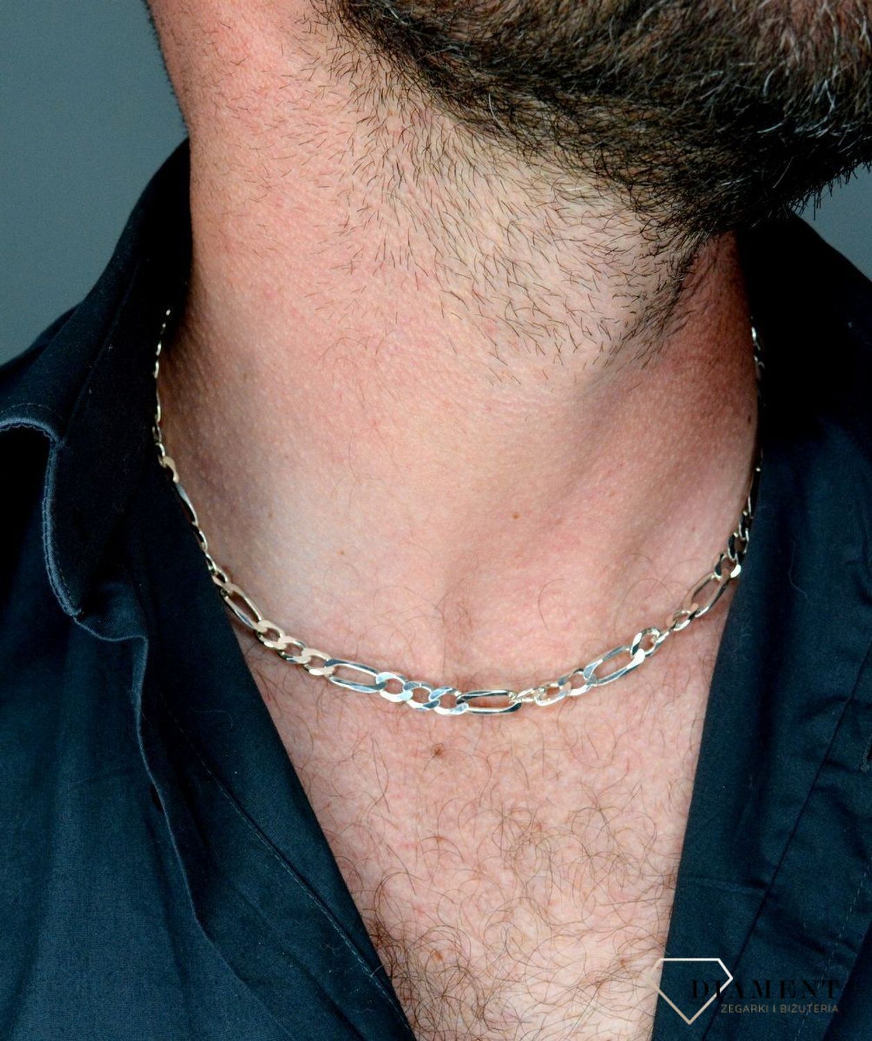 Srebrny łańcuszek 925 męski figaro 7 mm DIA-LAN-5527-925. Męski srebrny łańcuch. Srebrna kieta męska.Łańcuszek męski o figaro. Łańcuszek męski typu figaro to jeden z najmodniejszych wzorów męskich . Na prezent. Gruby męski łańcuch (1).jpg